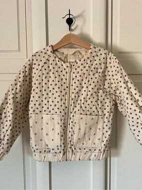 H&M Girls Cotton Quilted Jacket with Floral Print